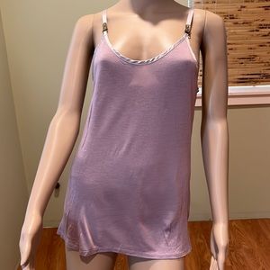 Crystal Wearables Lavender Tank Top With Leather And Brass Trim On Straps L